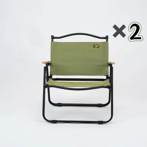 2PC Green Kemet Chair Folding Ergonomic Design Save Space Good Breathability Party Comfortable Camping Portable Outdoor Modern