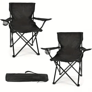 2 Pack Lightweight Leisure Camping Chairs, 250LBS Capacity Foldable Portable Chairs With Carry Bag, Compact Design For Camping,