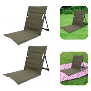 Folding Beach Chair with Back Support Outdoor Camping Chair Portable Floor Chair Lounge Recliner for Camping Hiking